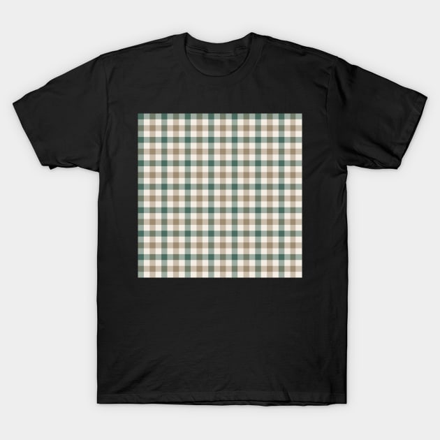 Classic gingham check in taupe and forest green T-Shirt by FrancesPoff